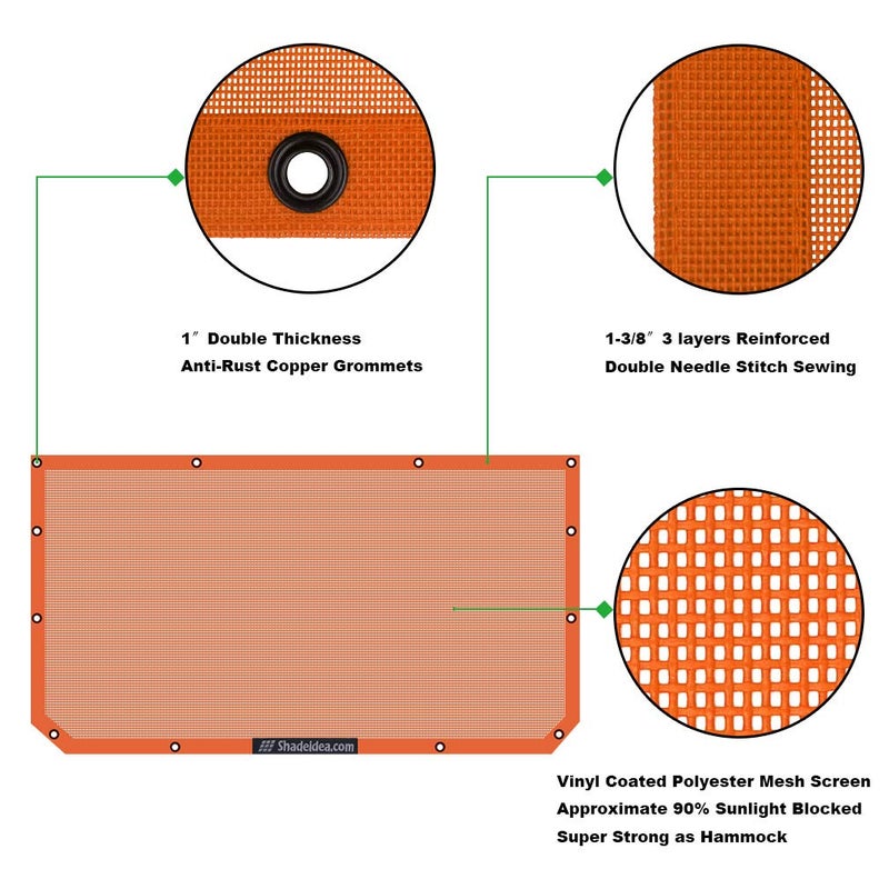 Shadeidea JT Sun Shade Top Sunshade Compatible with Jeep Gladiator Top Shade Mesh Screen Roof Cover (2018-2023)- Wind Noise UV Blocker with GrabBag Pouch -10 Year Warranty- Orange -Front - Image 4